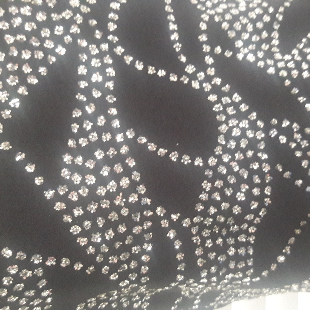 Vintage black With Silver glitter sparkly dress Made In USA Size 13/14 - Picture 2 of 13